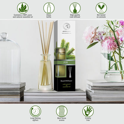 AROMATIKA Pine Reed Diffuser 3.4 fl oz – Fresh Coniferous Pine Scent for Home