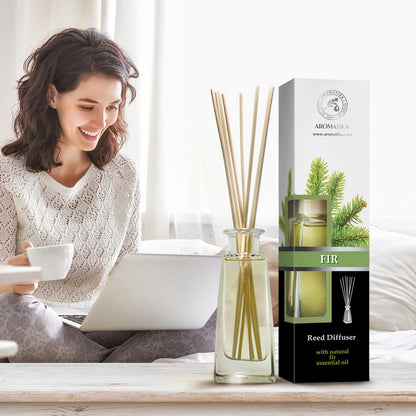 AROMATIKA Pine Reed Diffuser 3.4 fl oz – Fresh Coniferous Pine Scent for Home