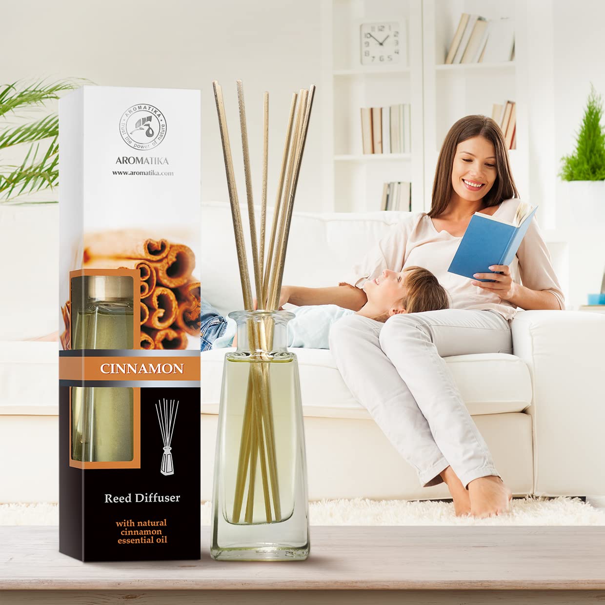 AROMATIKA Cinnamon Reed Diffuser – 2x100ml Home Fragrance