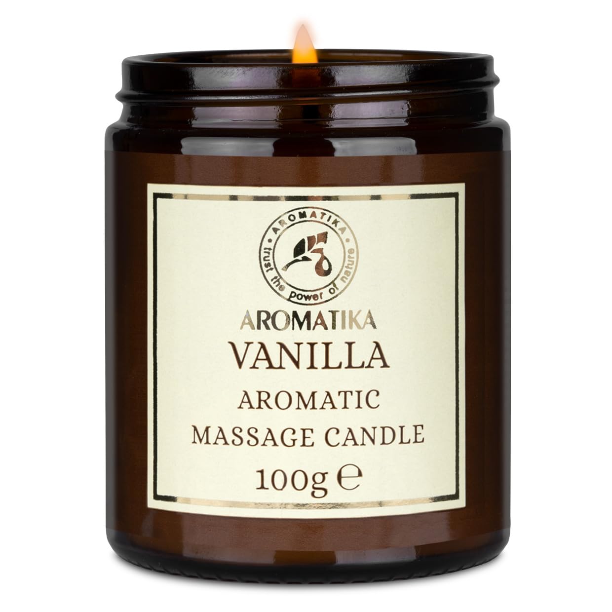 AROMATIKA Scented Massage Candle Vanilla – Relaxing 3.5oz Soy Candle with Coconut & Almond Oils