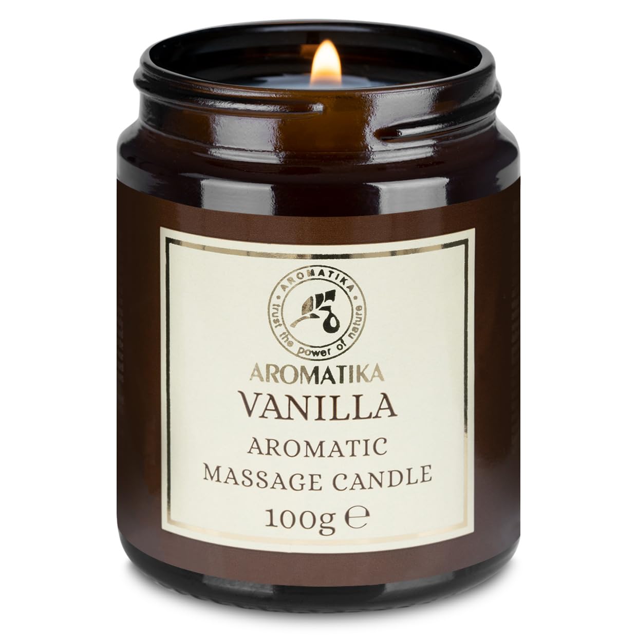 AROMATIKA Scented Massage Candle Vanilla – Relaxing 3.5oz Soy Candle with Coconut & Almond Oils