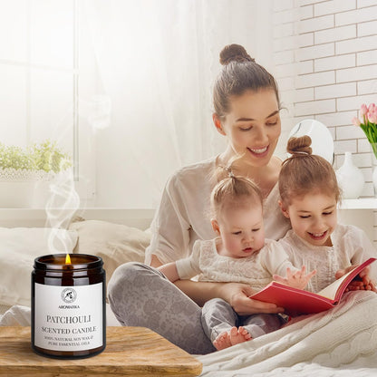AROMATIKA Patchouli Soy Wax Candle – 150g, 45 Hours Burn Time | Home Scent Gift