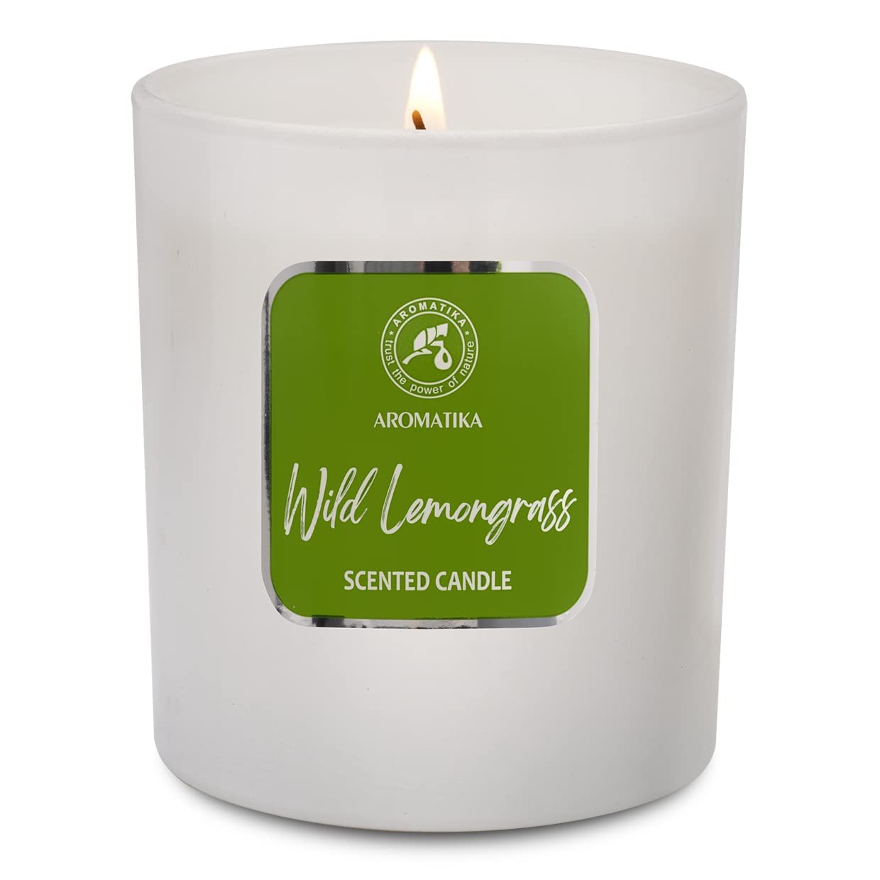 AROMATIKA Soywax Lemongrass Candle – Aromatherapy, Up to 45h Burn Time, Glass Jar Gift