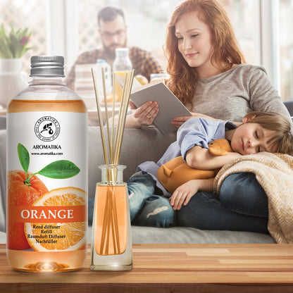 AROMATIKA Orange Room Diffuser Refill Set — 2 x 17 fl oz Orange Essential Oil for Aromatherapy & Home Fragrance