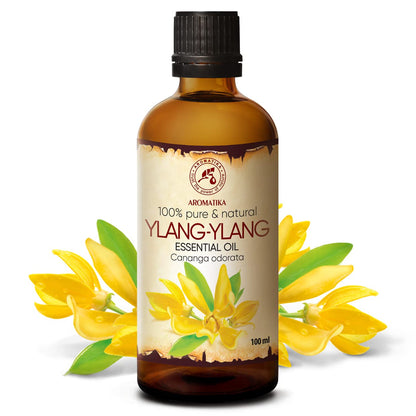 AROMATIKA Ylang Ylang Essential Oil 3.4oz — Pure Cananga Odorata for Skin, Hair & Diffusers