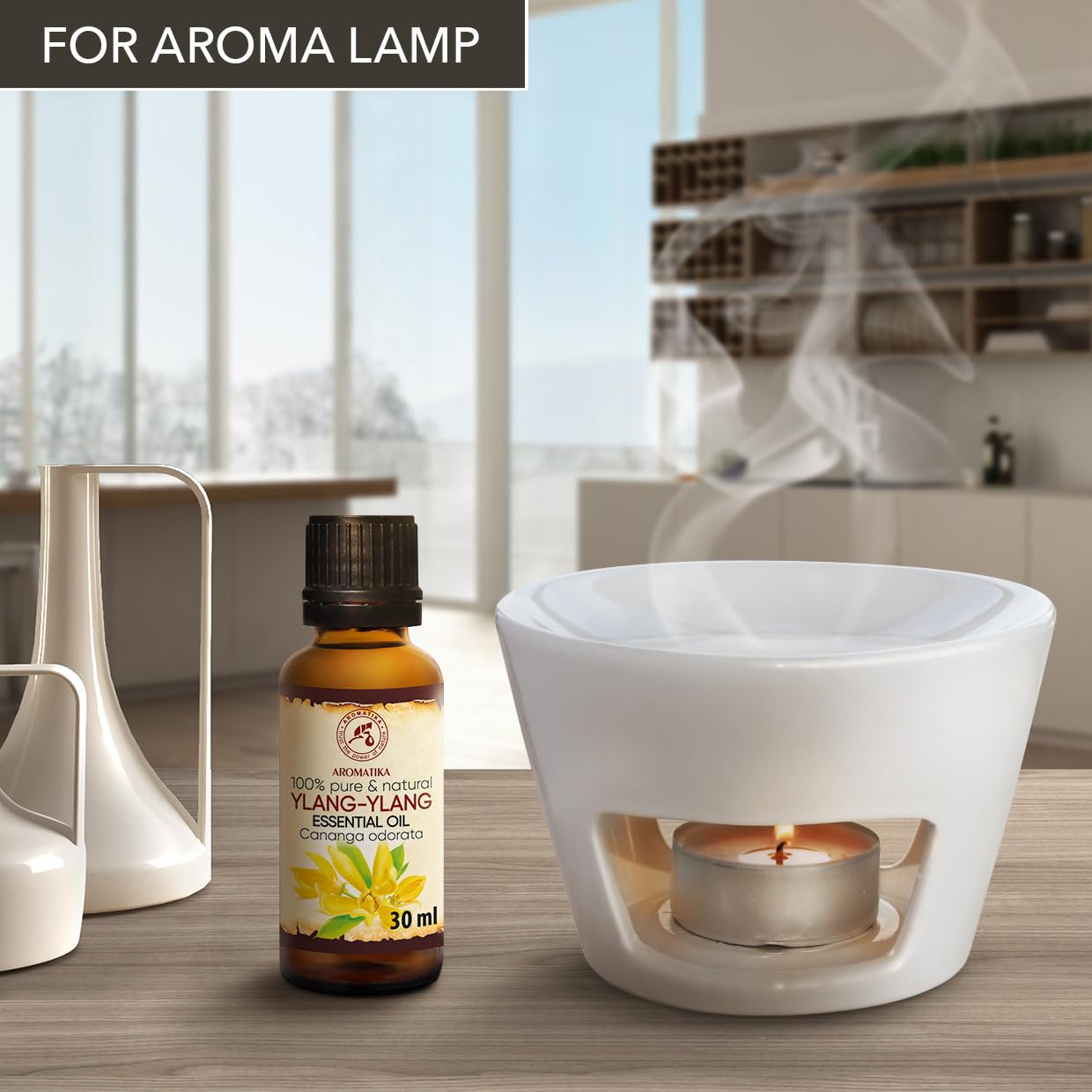 AROMATIKA Ylang Ylang Essential Oil 1.0 Fl Oz – 100% Pure & Natural Cananga Odorata, Madagascar
