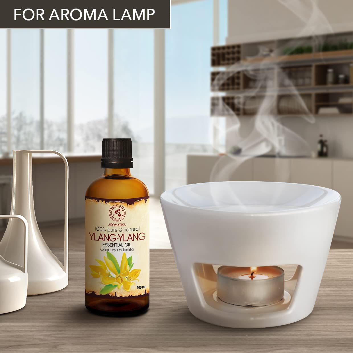 AROMATIKA Ylang Ylang Essential Oil 3.4oz — Pure Cananga Odorata for Skin, Hair & Diffusers