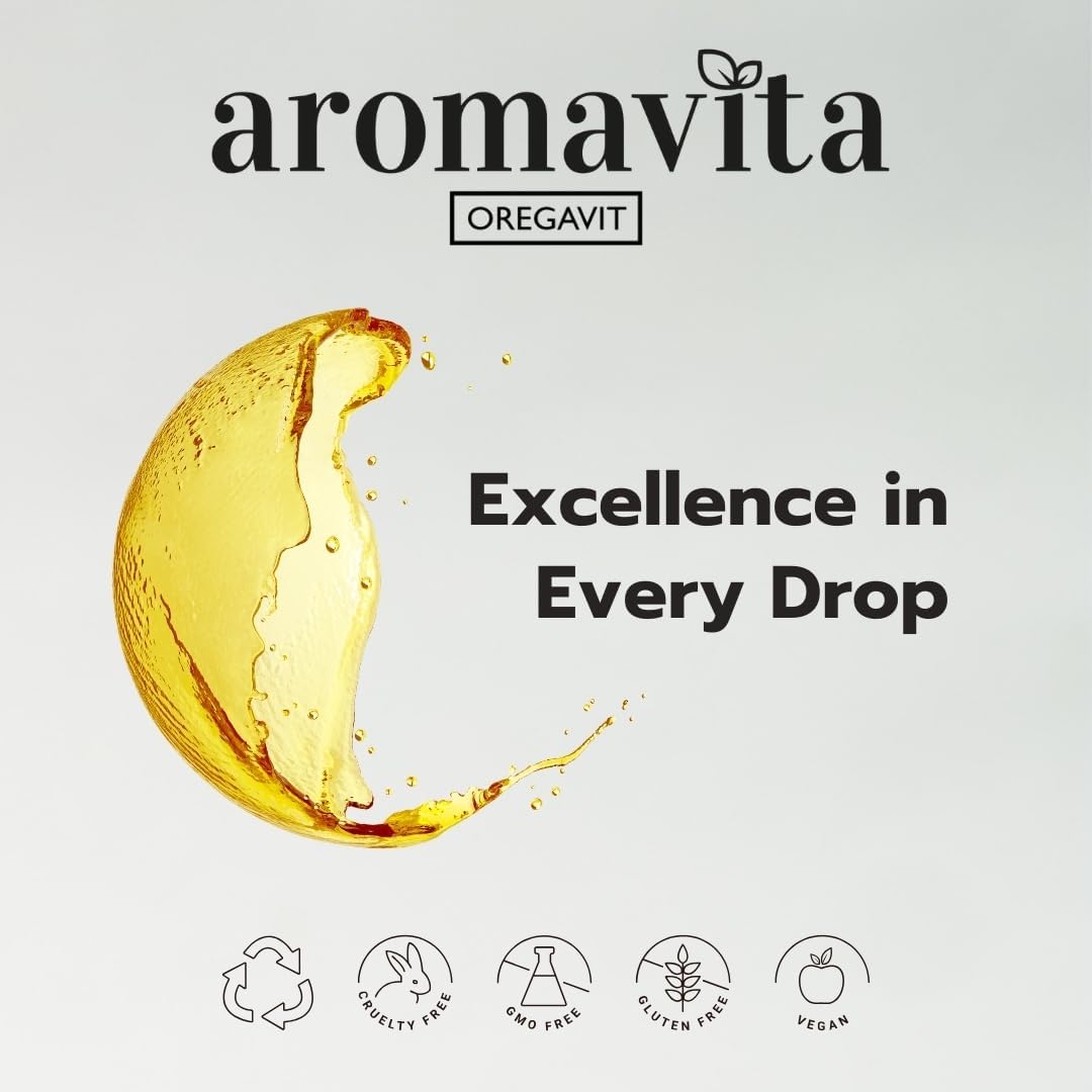 AROMAVITA Wild Oregano Oil Organic – 100% Pure Undiluted Oil with 86-90% Carvacrol | Immune Support | Vegan, Non-GMO, Gluten Free | 1 fl oz / 30 ml