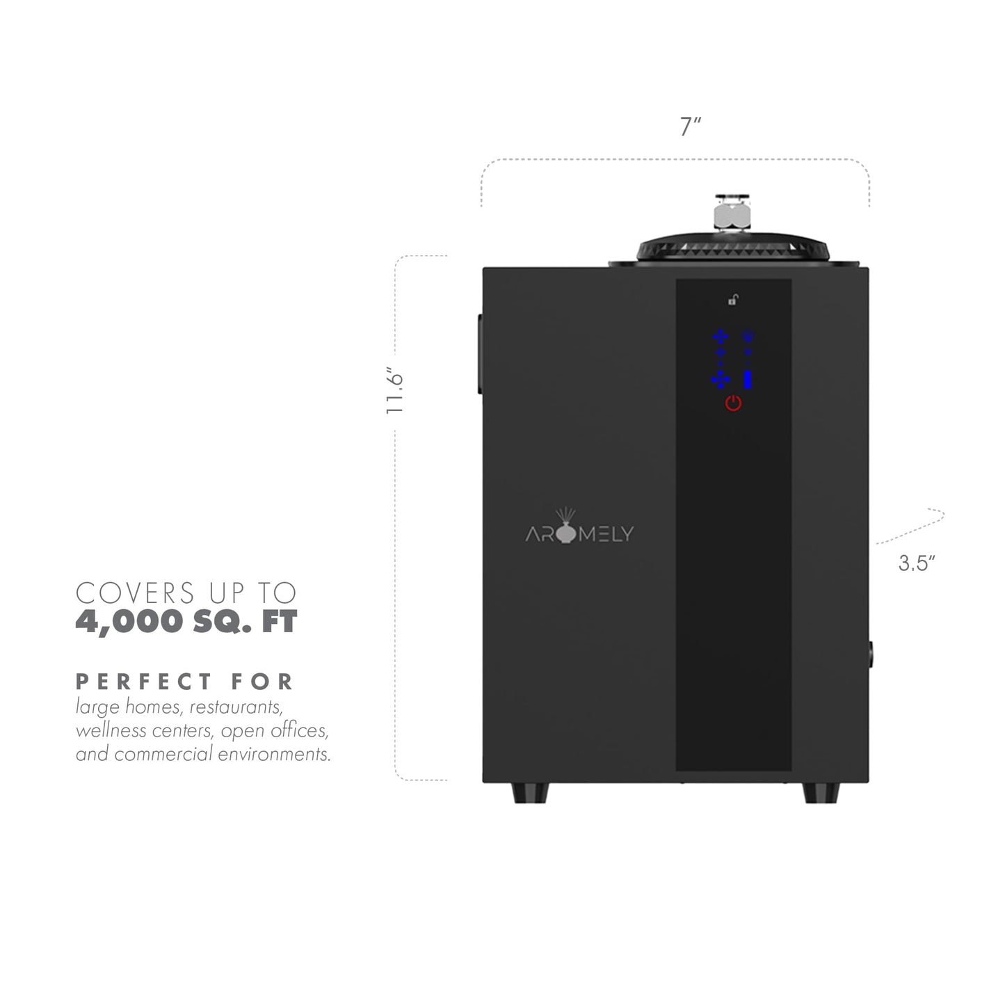 Aromely Smart Bluetooth HVAC Scent Diffuser — App-Controlled, 4,000 SQFT, Black