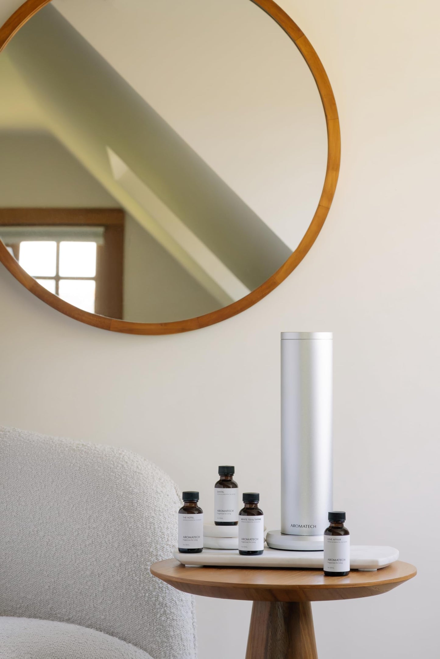 AroMini BT Plus Scent Diffuser by AromaTech — Bluetooth Nebulizing Diffuser (Silver)