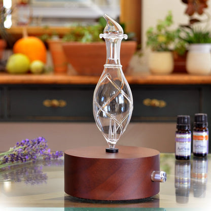 ArOmis Premium Glass Essential Oils Nebulizer - Waterless Diffuser with Handmade Wood Base | Solum Nox Vitis