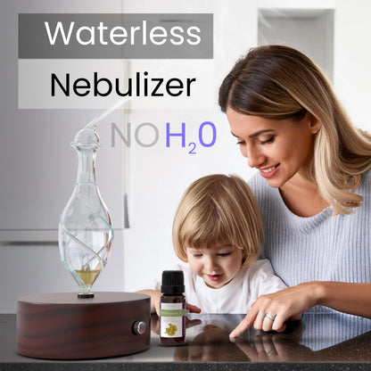 ArOmis Premium Glass Essential Oils Nebulizer - Waterless Diffuser with Handmade Wood Base | Solum Nox Vitis