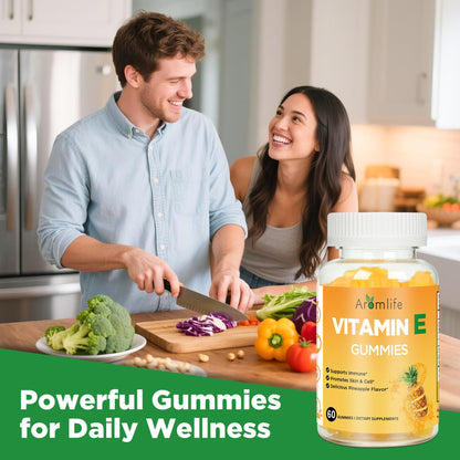 Aromlife Vitamin E 400 IU Gummies – 268 mg per Serving, Pineapple Flavor, 60 Count, Gluten-Free