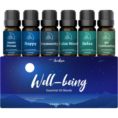 Aromtopia Essential Oil Blends for Diffusers – 6x10ml Gift Set