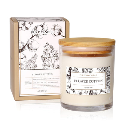 Aronica Cotton Candle - Home Scented Soy Wax, Baby Powder & Lily of the Valley