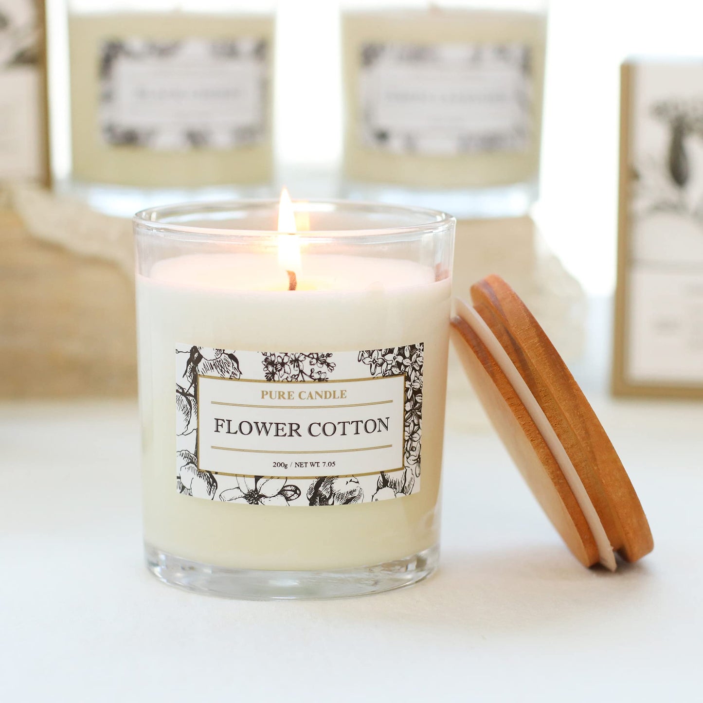 Aronica Cotton Candle - Home Scented Soy Wax, Baby Powder & Lily of the Valley