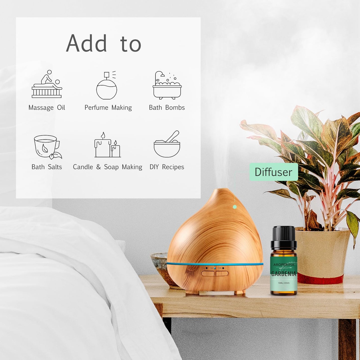 AROPERIMA Gardenia Fragrance Oil - Premium 10ml for Diffusers, Candles & Soaps