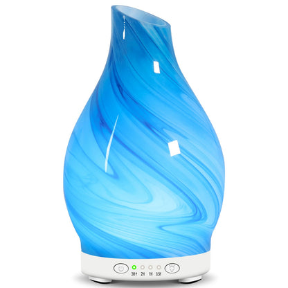 Art Glass Essential Oil Diffuser 120ml – 7 Color LED Lights, 4 Timer Settings, Quiet Cool Mist Humidifier | Gift for Women & Mom