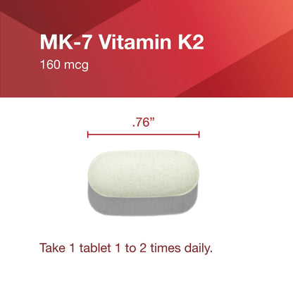 Protocol For Life Balance MK-7 Vitamin K2 160mcg | VIT K Supplement | Bone & Vascular Support | Non-GMO & Vegan | 60 Tablets