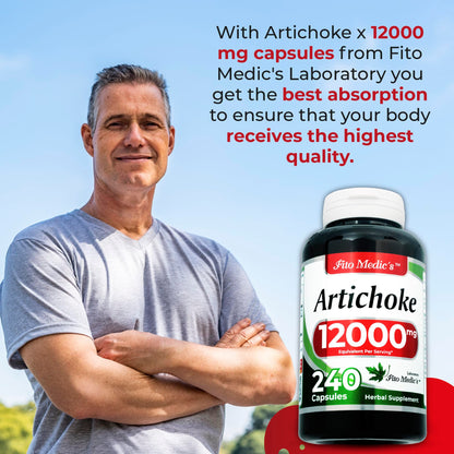 Artichoke Extract Capsules 12,000 mg – 240 Capsules (Pack of 2) | FITO MEDIC'S Lab