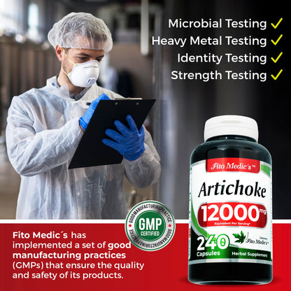 Artichoke Extract Capsules 12,000 mg – 240 Capsules (Pack of 2) | FITO MEDIC'S Lab
