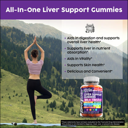 Clean Nutra Liver Cleanse Detox & Repair Gummies | Milk Thistle Gummy Liver Support Vitamins | Dandelion, Artichoke, Aloe Vera, Ginger, Berberine, Lemon, N-Acetyl-L-Cysteine, Turmeric Supplement HCL