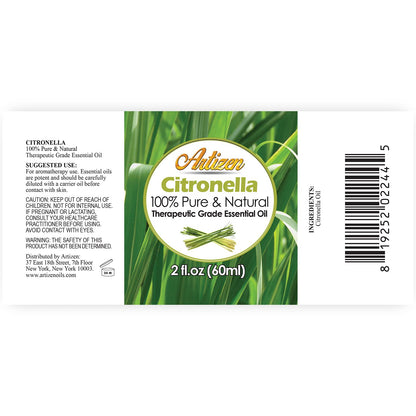 Artizen 2oz Citronella Essential Oil - 100% Pure & Natural, 2 Fl Oz