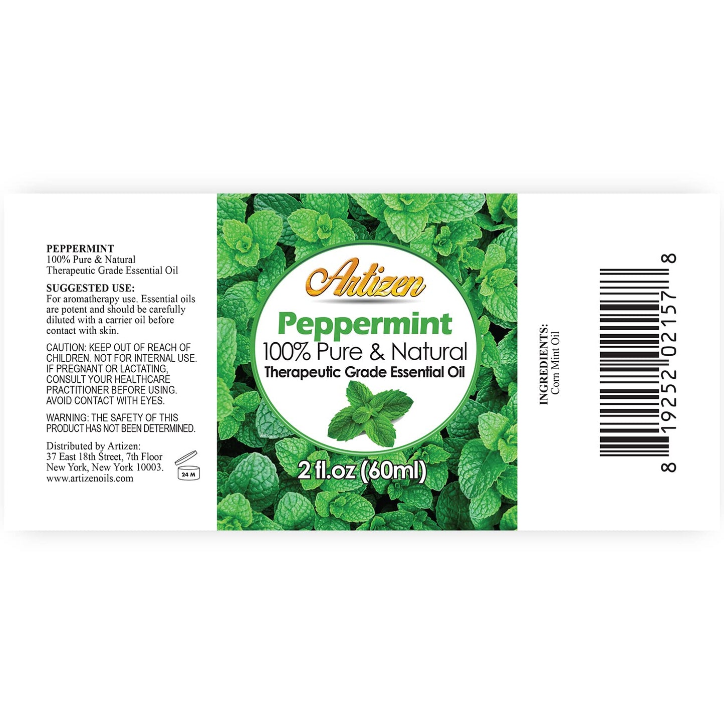 Artizen 2oz Peppermint Essential Oil – 2 Fluid Ounces | Aromatherapy & Holiday Freshness