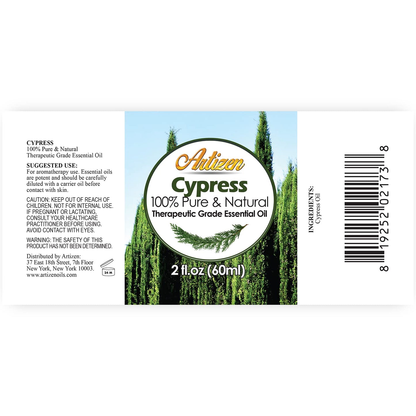 Artizen Cypress Essential Oil - 2oz / 2 Fluid Ounces | 100% Pure
