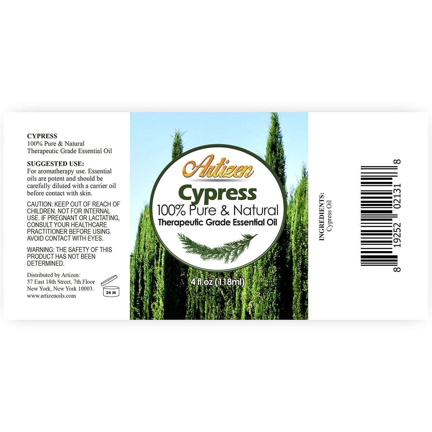 Artizen Cypress Essential Oil 4oz - 100% Pure Cypress Oil | 4 Fluid Ounces