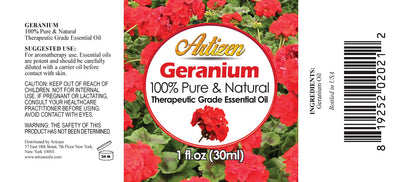 Artizen Geranium Essential Oil 30ml (1 fl oz) – Premium Aromatherapy Oil