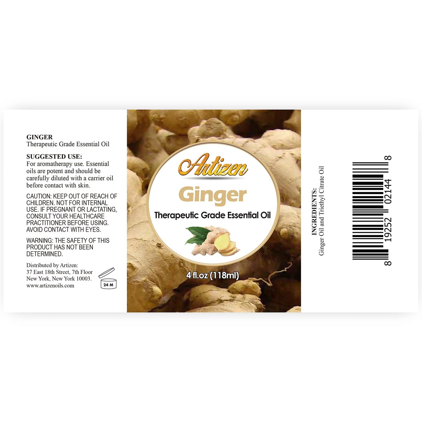 Artizen Ginger Essential Oil 4oz | 100% Pure Ginger Oil