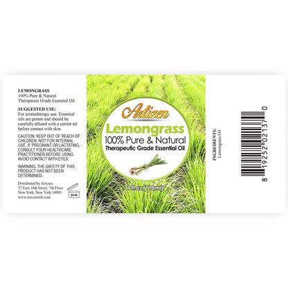 Artizen Lemongrass Essential Oil - 4oz (4 Fluid Ounces) - 100% Pure & Natural