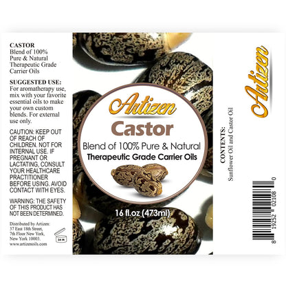 Artizen Pure Castor Oil – Therapeutic Grade (16oz) | Hair & Skin Moisturizer