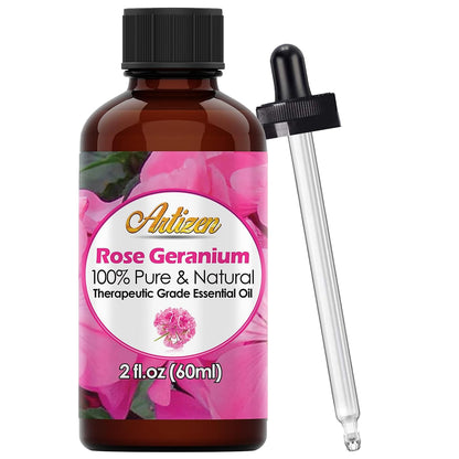 Artizen 2oz Rose Geranium Essential Oil | 2 Fluid Ounces, 100% Pure