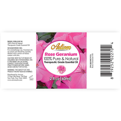 Artizen 2oz Rose Geranium Essential Oil | 2 Fluid Ounces, 100% Pure