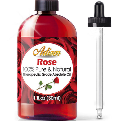 Artizen Rose Essential Oil Therapeutic Grade – 1oz Bottle for Aromatherapy, Skin Care & Wellness