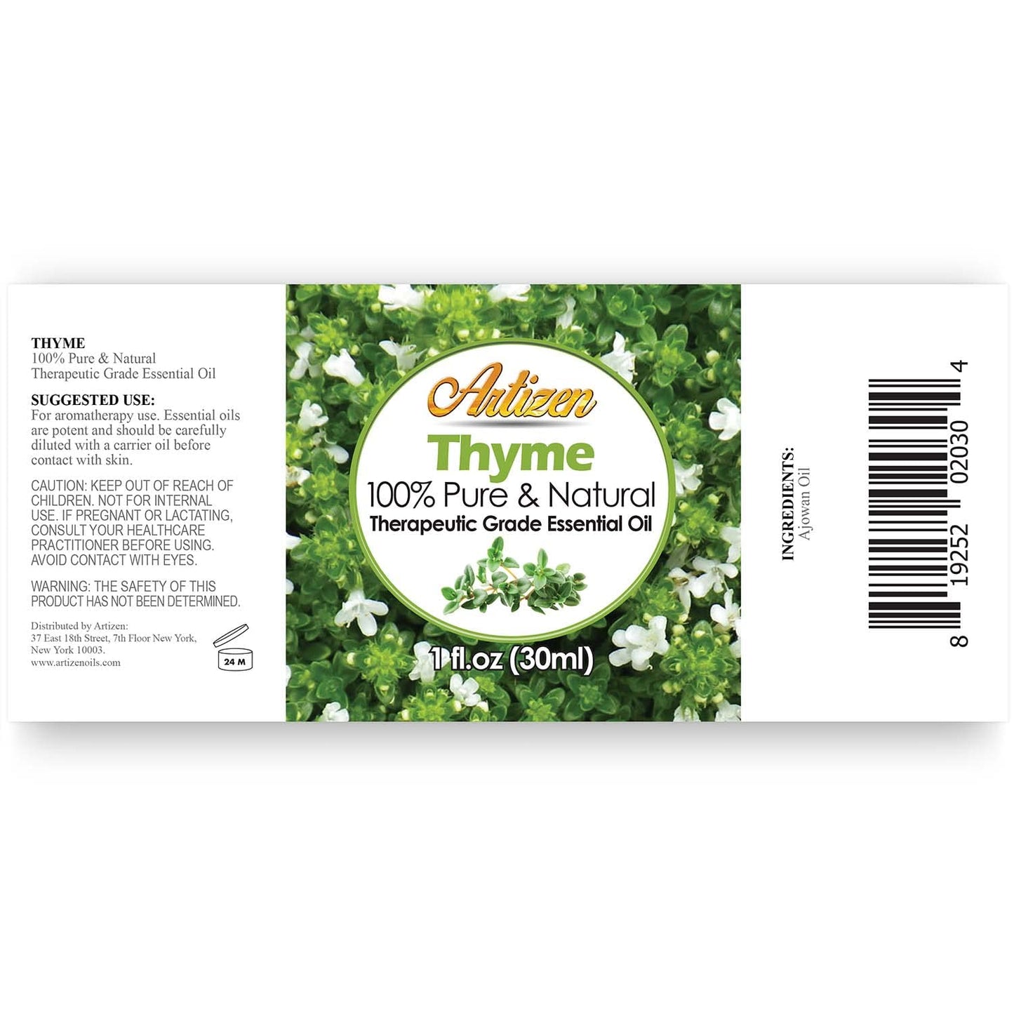 Artizen Thyme Essential Oil – 30ml (1 fl oz) – Pure & Natural