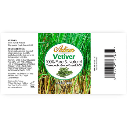 Artizen Vetiver Essential Oil 4oz - 100% Pure