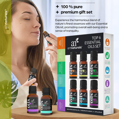 ArtNaturals Aromatherapy Top-6 Essential Oil Set (6x10ml) – Therapeutic Grade