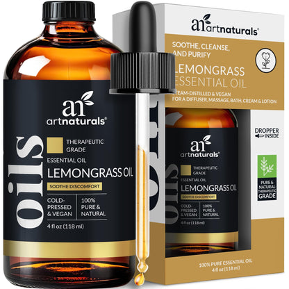 artnaturals Lemongrass Essential Oil - 4oz (118ml) - 100% Pure Therapeutic Grade
