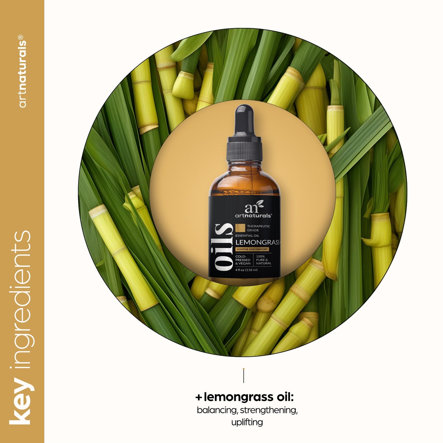 artnaturals Lemongrass Essential Oil - 4oz (118ml) - 100% Pure Therapeutic Grade