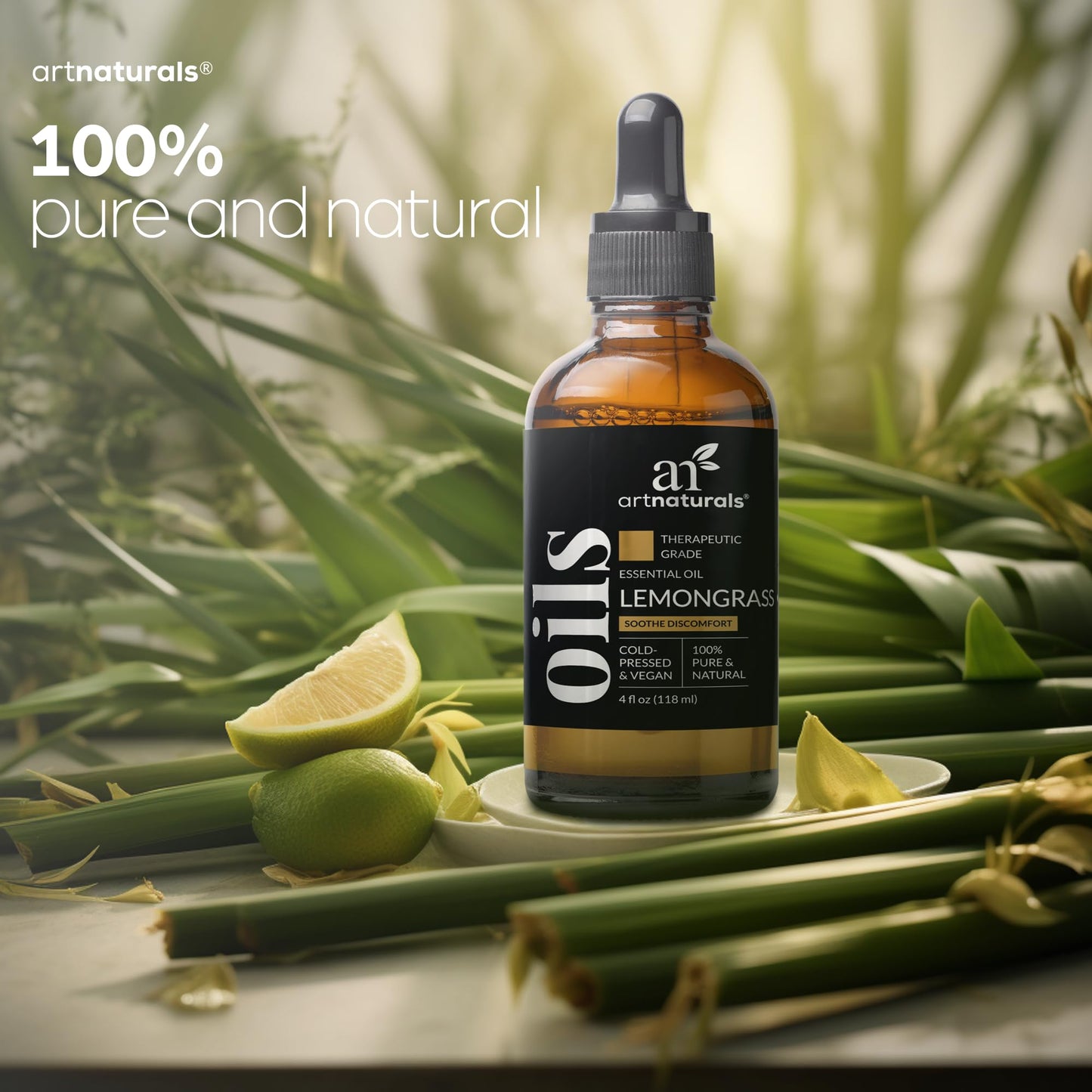 artnaturals Lemongrass Essential Oil - 4oz (118ml) - 100% Pure Therapeutic Grade