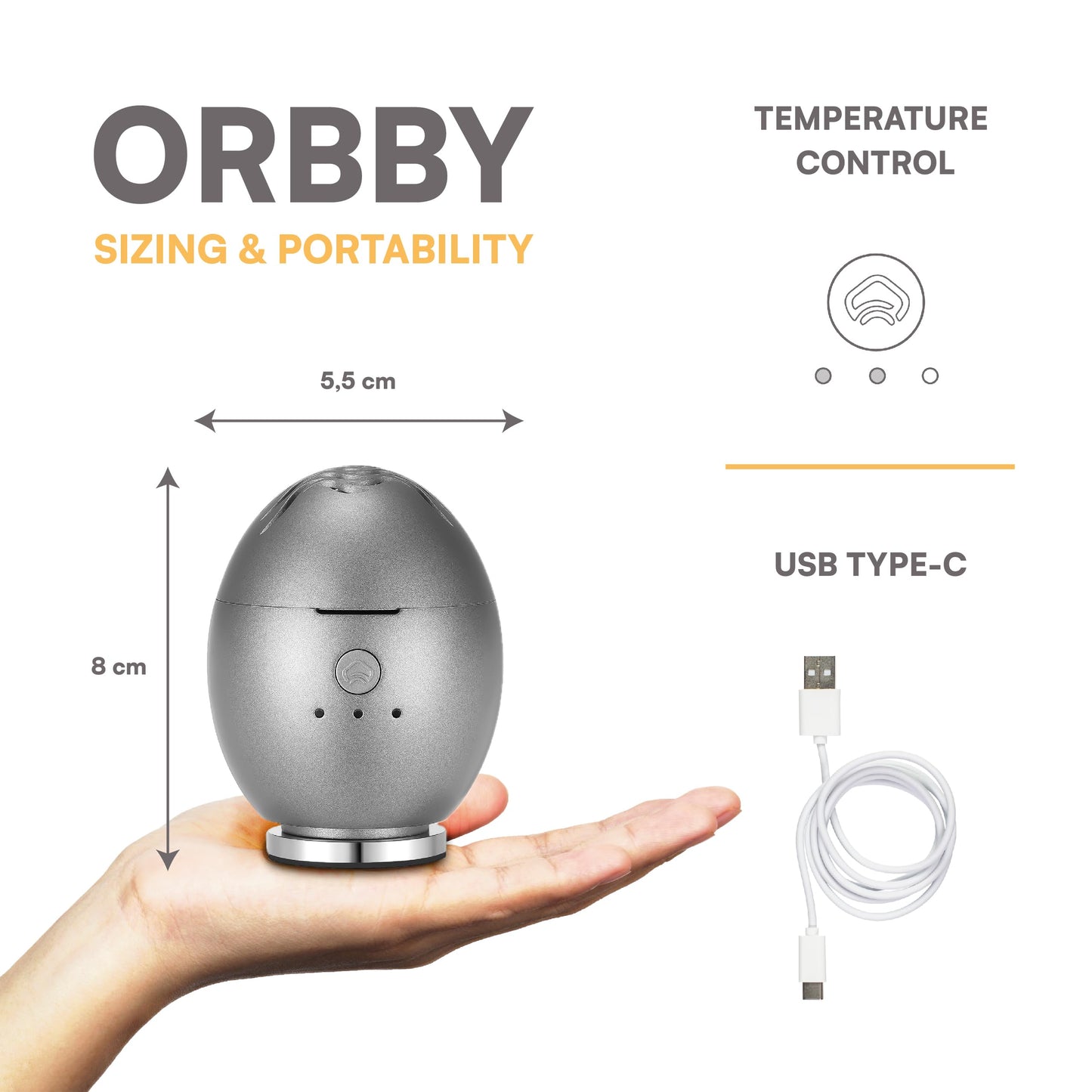 Artronic Orbby Aroma Diffuser – Waterless Cordless Mini Diffuser for Home, Office & Travel