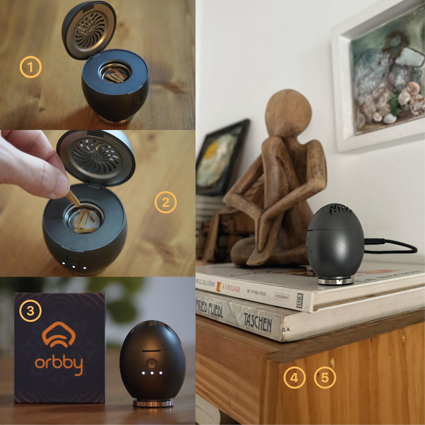 Artronic Orbby Scent Diffuser Starter Kit – Mini Desk Diffuser, Cordless & Flameless