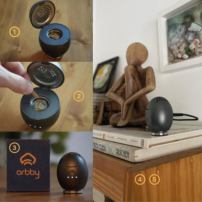 Artronic Orbby Scent Diffuser Starter Kit – Mini Desk Diffuser, Cordless & Flameless