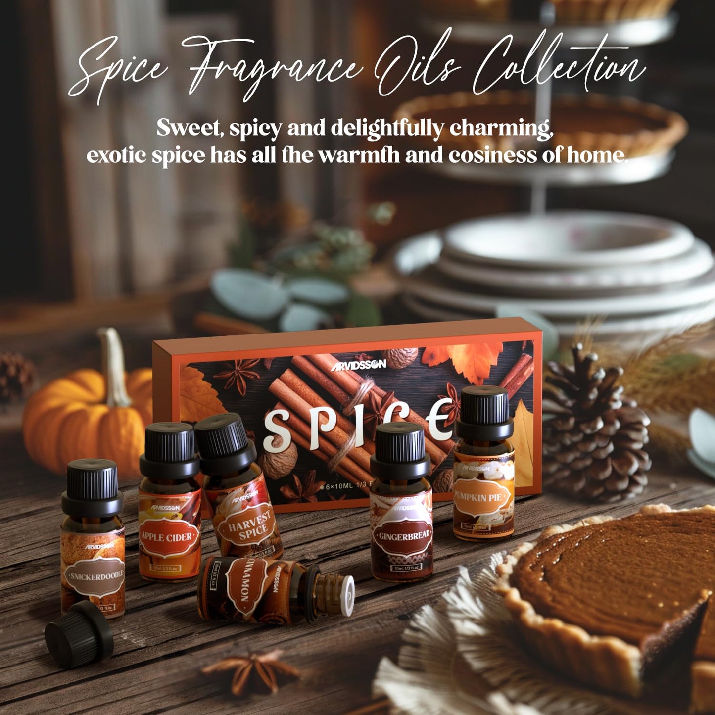 Autumn Spice Essential Oils Set | Cinnamon Pumpkin Pie Harvest Diffuser Scents