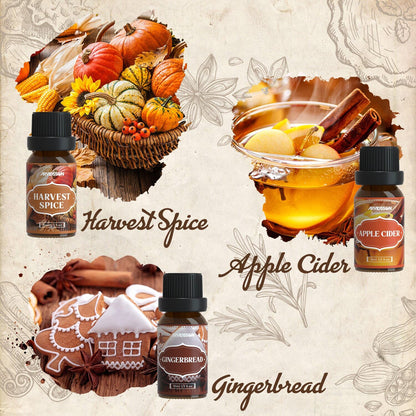 Autumn Spice Essential Oils Set | Cinnamon Pumpkin Pie Harvest Diffuser Scents