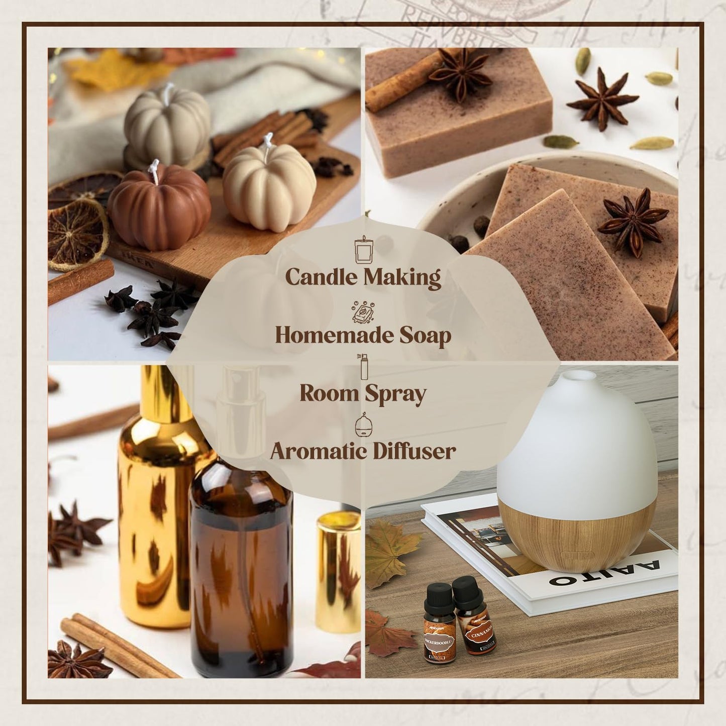 Autumn Spice Essential Oils Set | Cinnamon Pumpkin Pie Harvest Diffuser Scents
