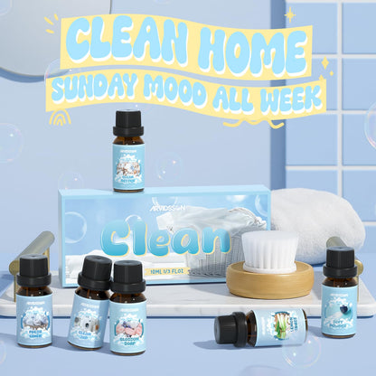ARVIDSSON Clean Essential Oils Set – 6 x 10ml for Diffuser, Soap Making & Home Fragrance